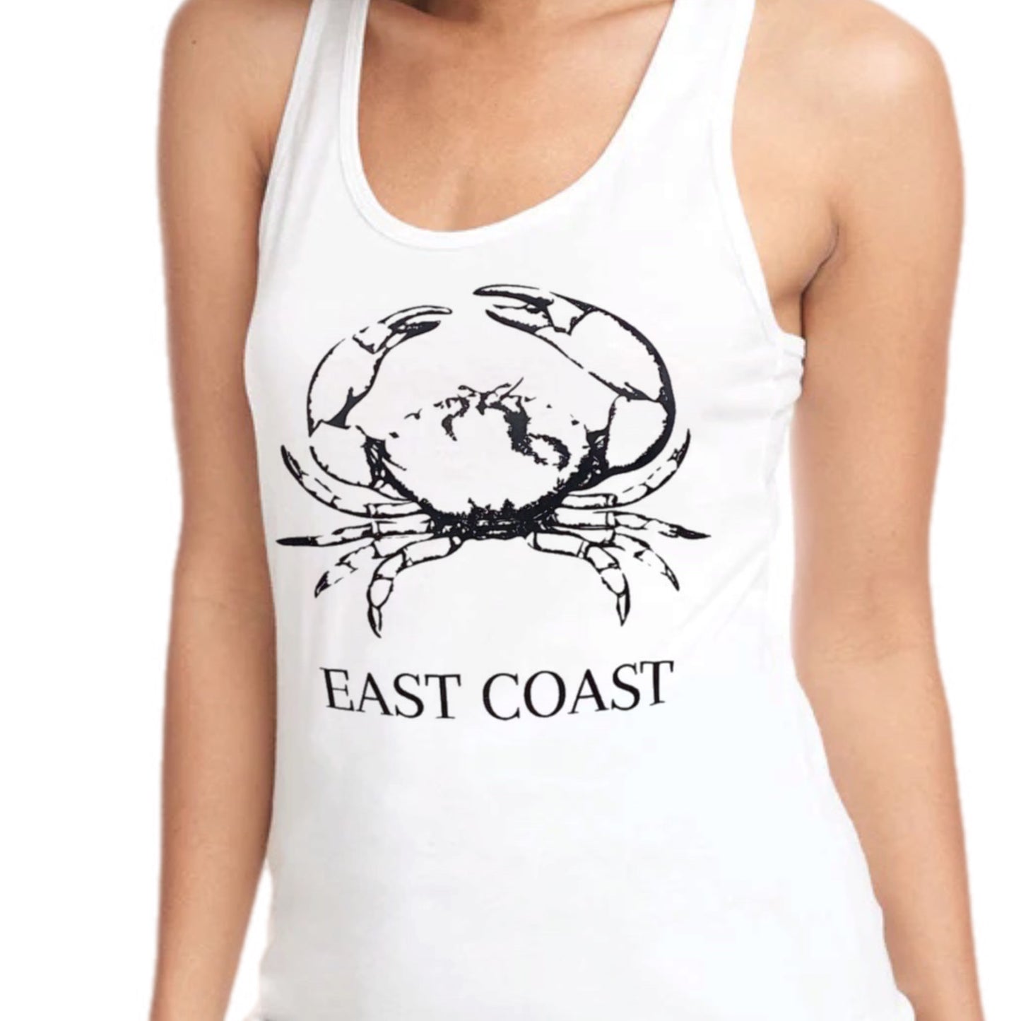 EAST COAST Crab Graphic Tank Top Racer Back White Soft Shirt