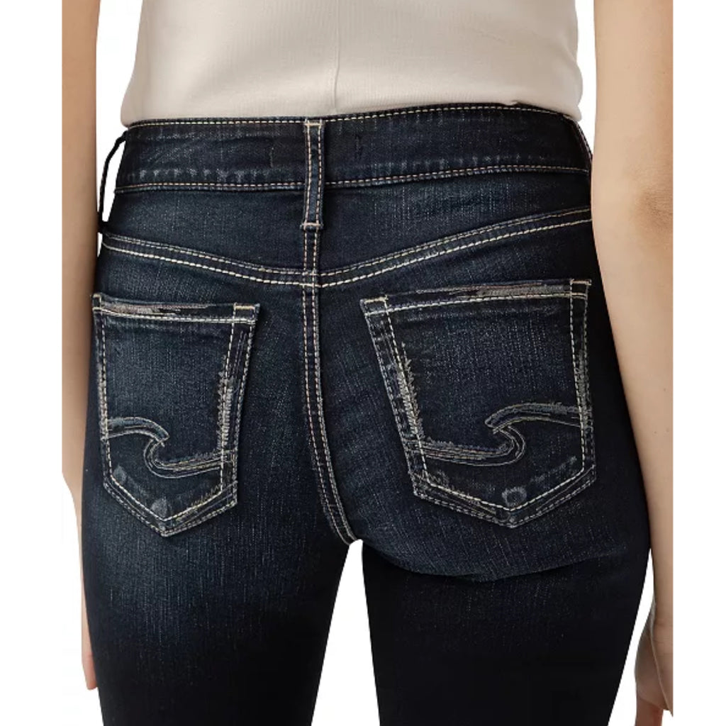 Silver Jeans Dark Denim Suki Slim Flared Bootcut Mid Rise Curvy
