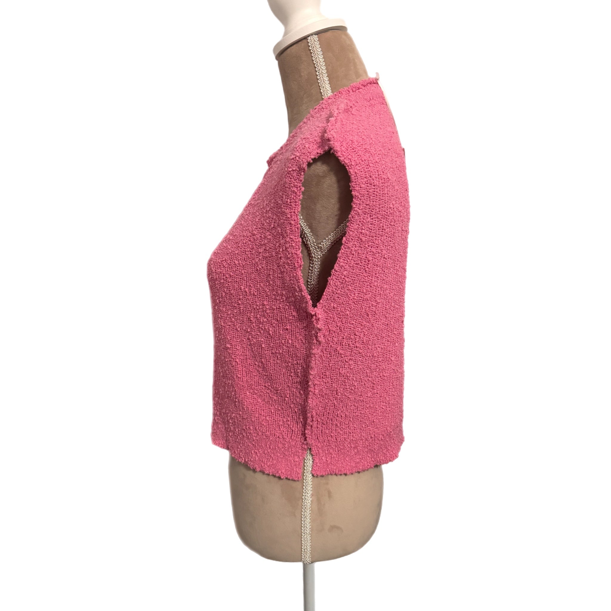 La Miel Slouchy Bouclé Knit Vest in Surfer Girl Pink