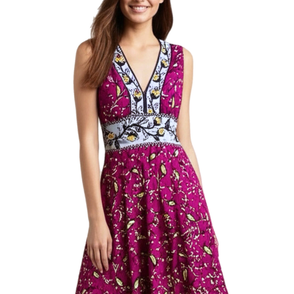 WISP STITCH FIX Exclusive Dress V Neck Floral Sleeveless Autumn Burgundy
