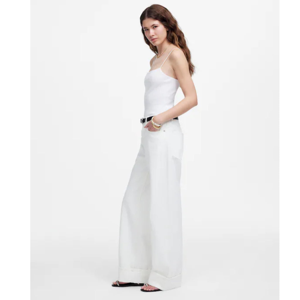 Madewell Low-Slung Baggy Jeans Rolled Hem in Tile White
