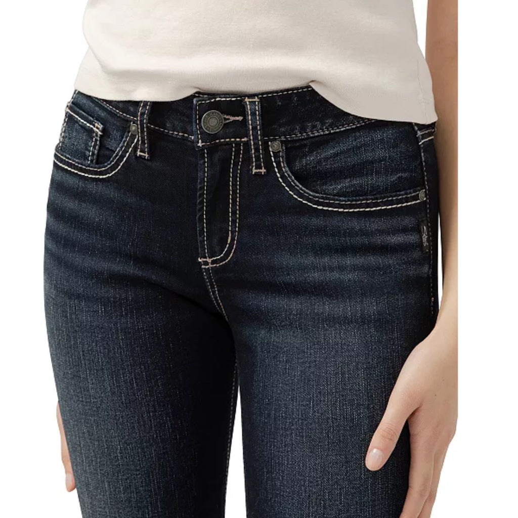 Silver Jeans Dark Denim Suki Slim Flared Bootcut Mid Rise Curvy