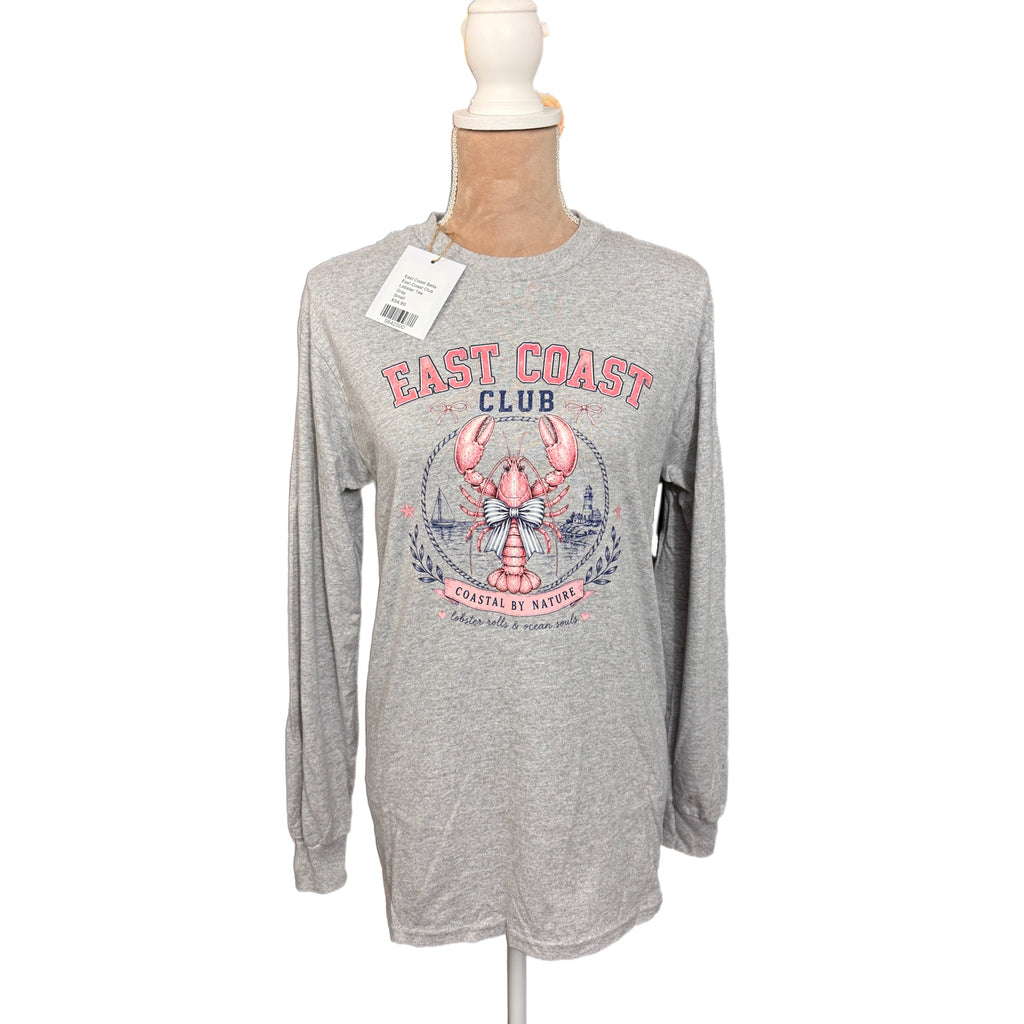 East Coast Club Preppy Lobster Long Sleeve T-Shirt in Gray