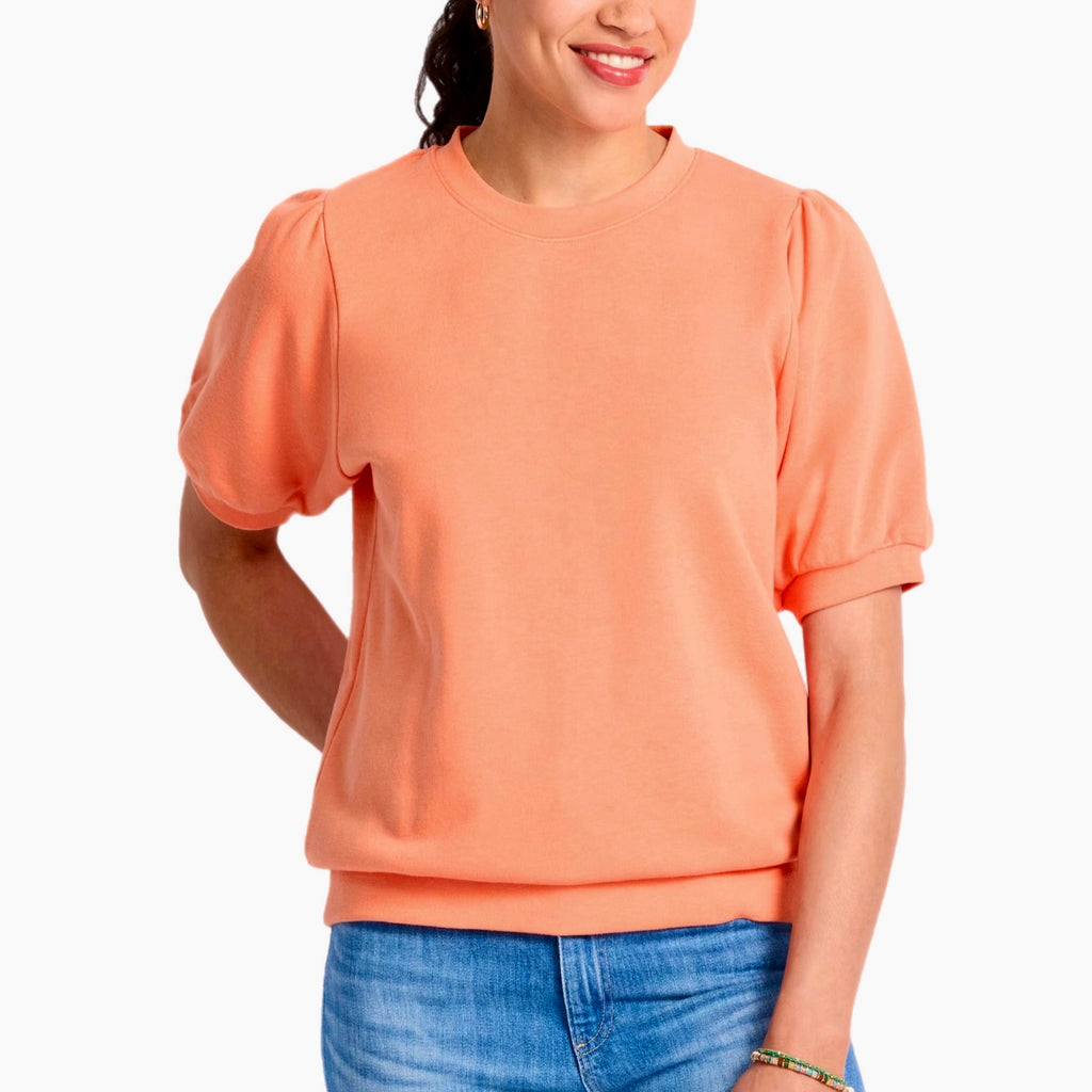 NINE BRITTON STITCH FIX Short Sleeve Sweatshirt In Spring Peach
