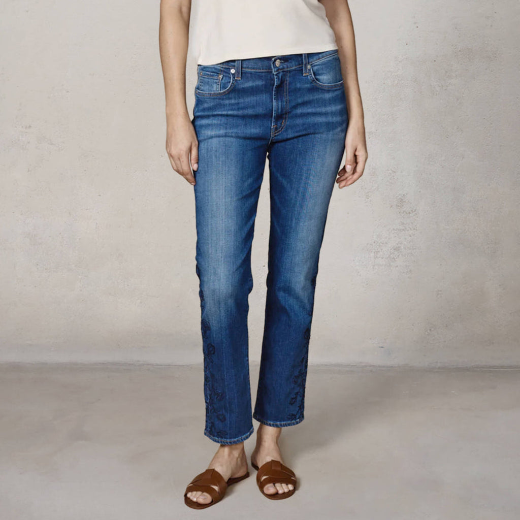 Edwin Demi Slim Straight Jean Women’s Mid Rise Tempest Dark Denim