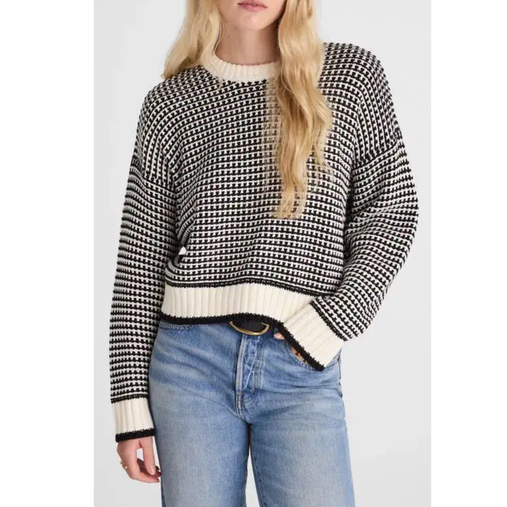 Madewell Textured Stitch Cotton Crewneck Sweater Relaxed Cotton Knit