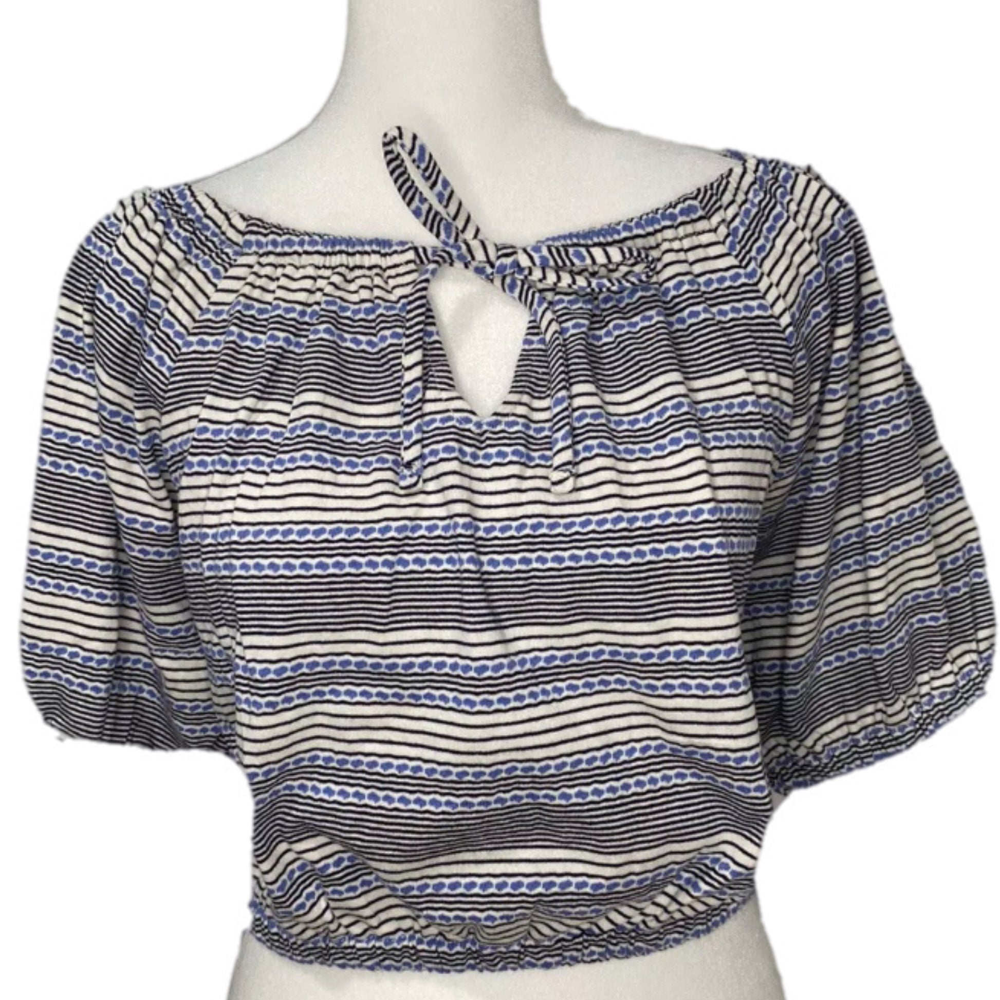 MADEWELL Jacquard Keyhole Crop Top in Stripe, Short Sleeve Top - East Coast Bella LLC