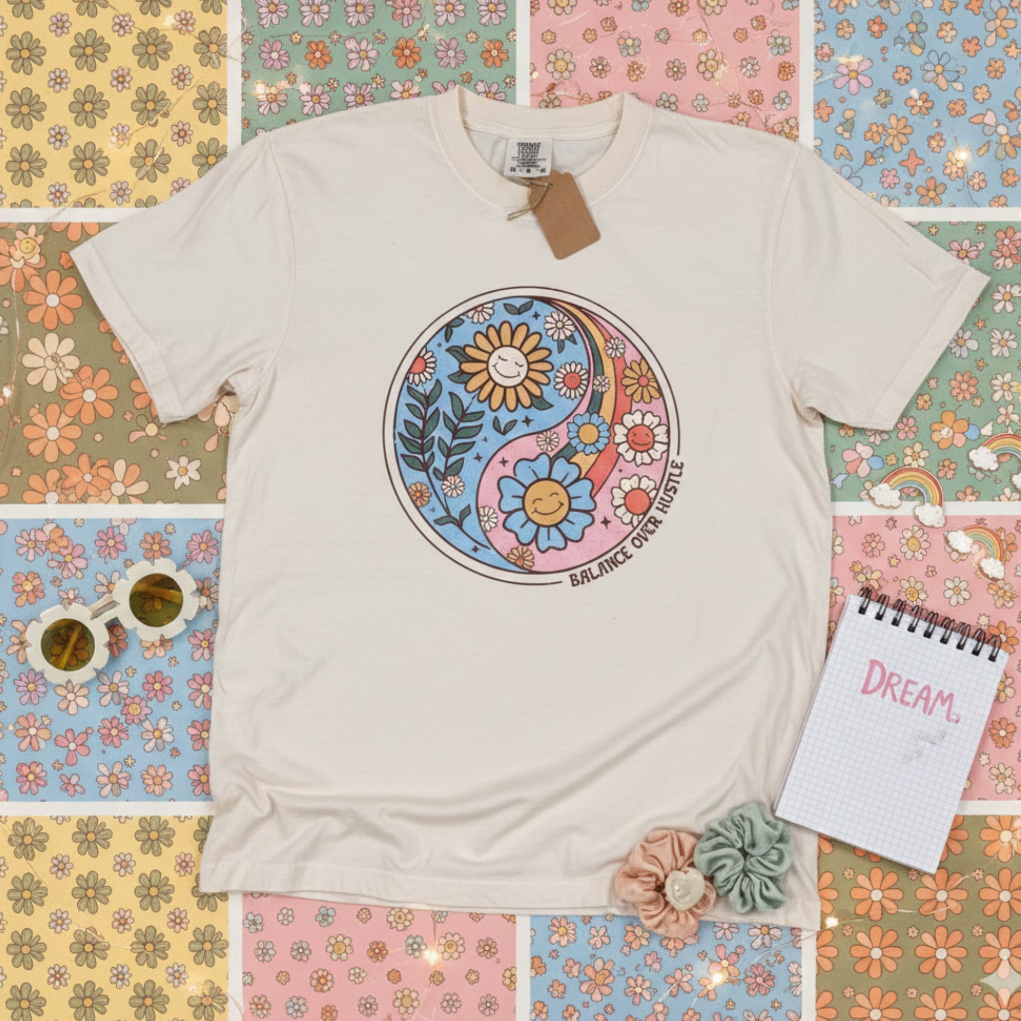 BALANCE OVER HUSTLE Comfort Colors T Shirt Vintage Style Graphic 70s/90s Inspo