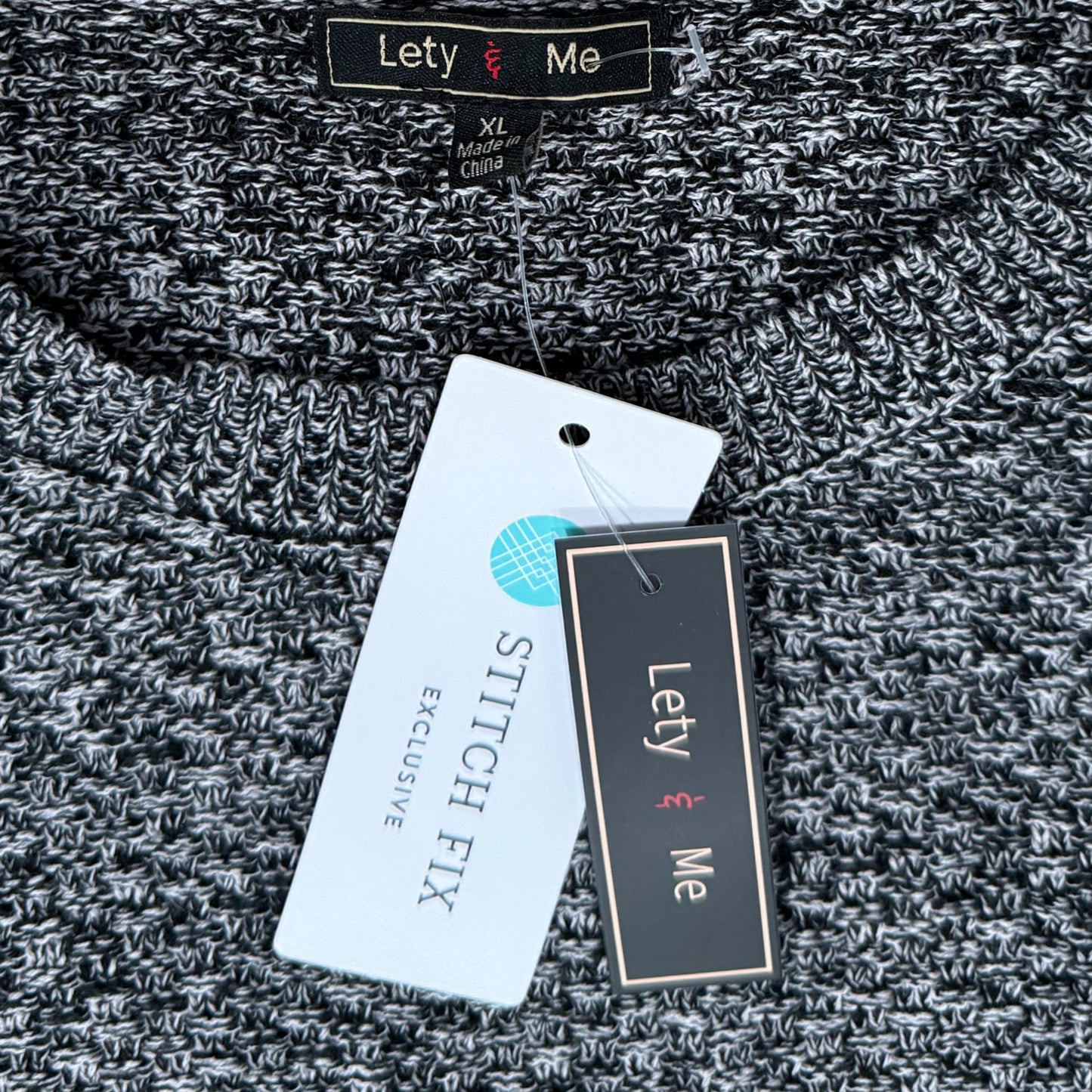 Lety & Me Stitch Fix Ariana Elbow Patch Gray Black Knit Sweater XL only