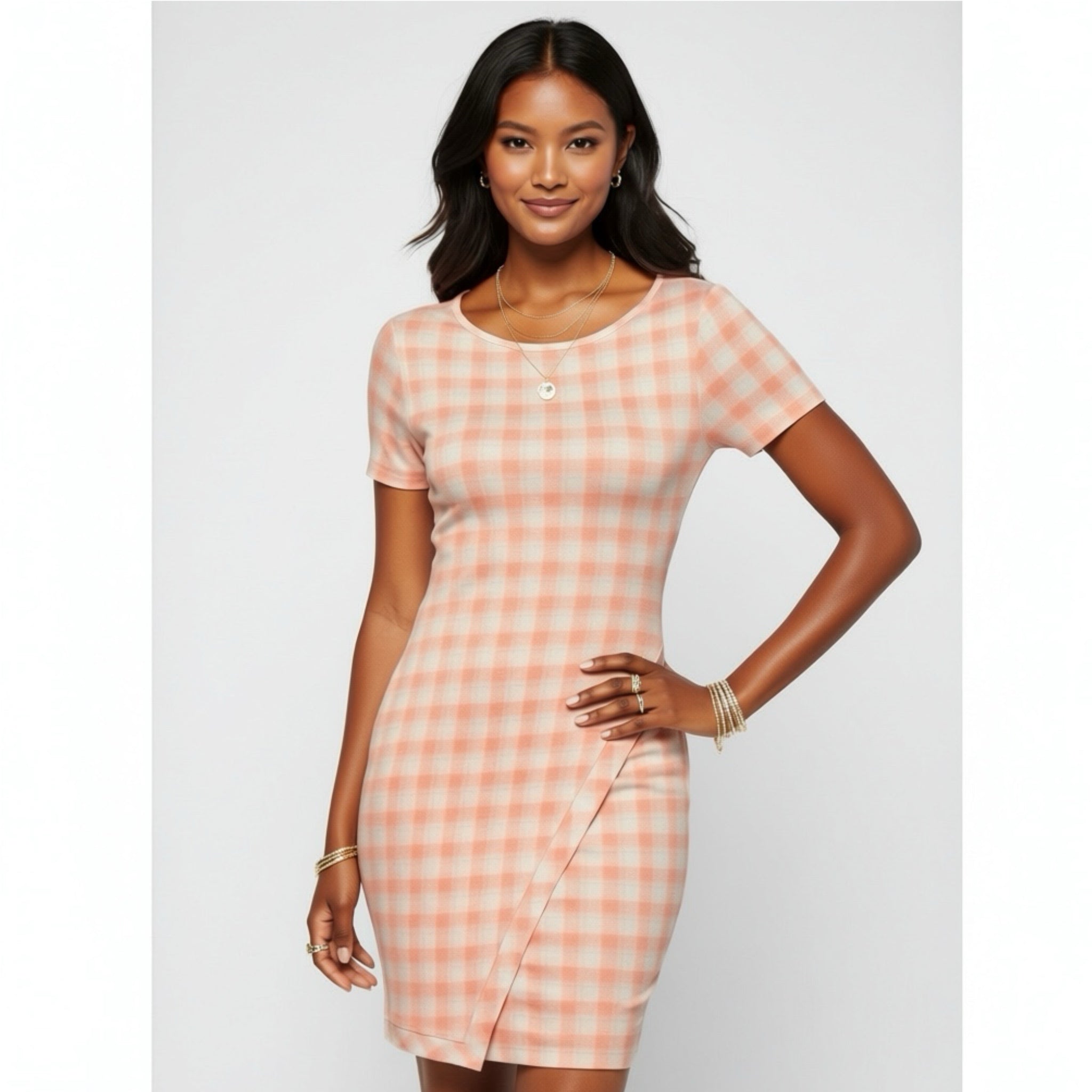 41 Hawthorn Stitch Fix Orange Check Preppy Brigitte Knit Dress