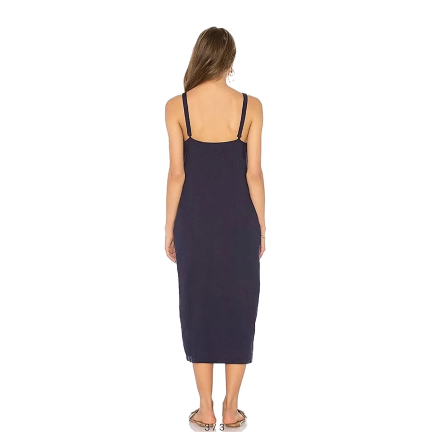 TAVIK Tara Casual Sun Dress in Evening Blue, Midi Length Cover Up Beachwear- Cotton/Linen Blend - East Coast Bella LLC