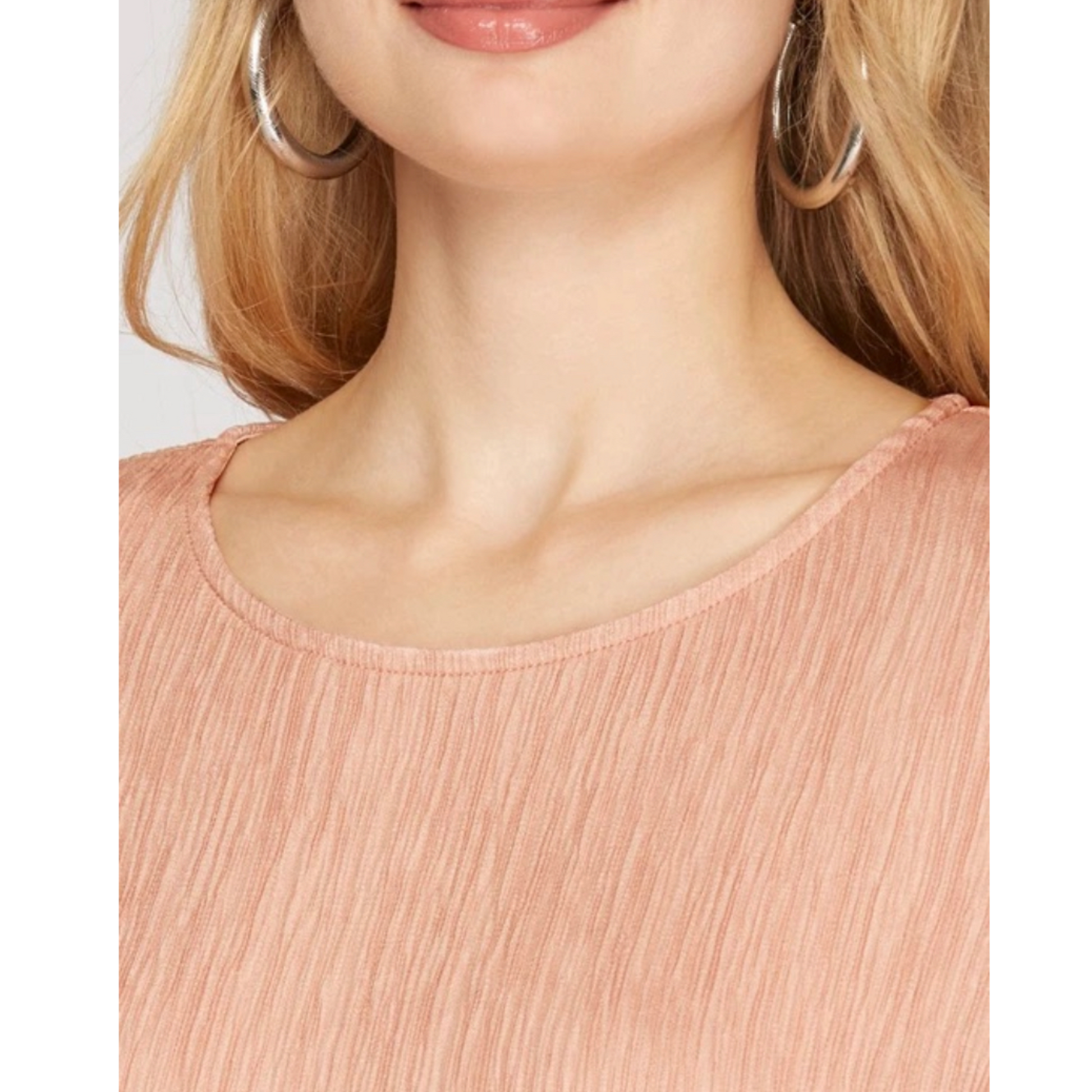 She + Sky Womens Blush Pink Top Short Cap Sleeve Shirt Crinkle Blouse S-L - East Coast Bella LLC