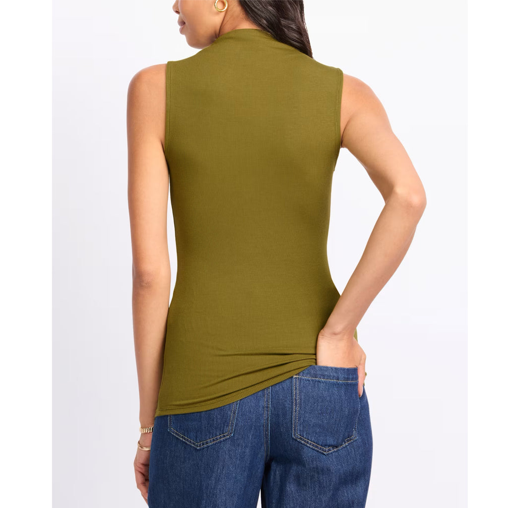 41 Hawthorn Stitch Fix Sleeveless Fitted Mock Neck Tank in Olive