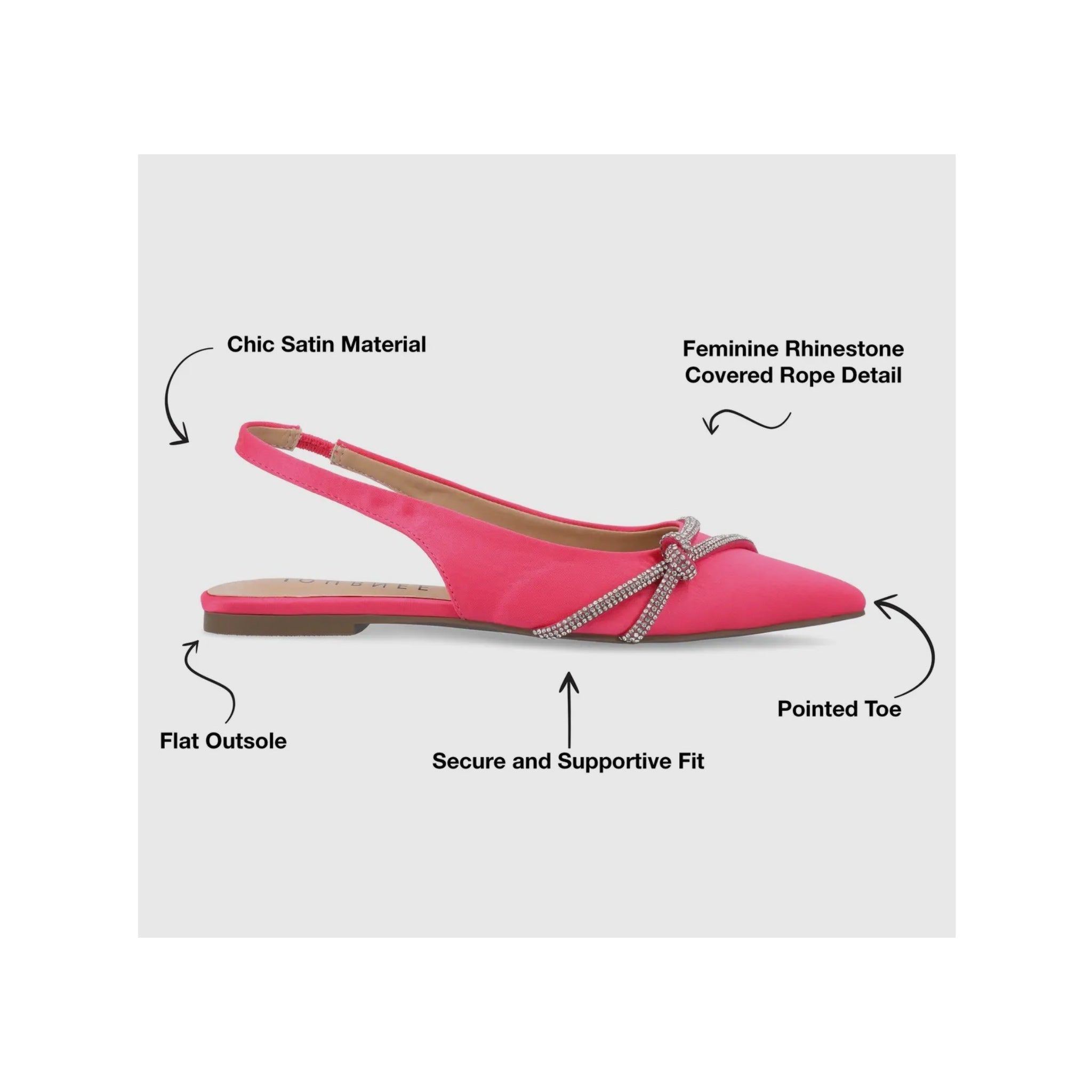 JOURNEE COLLECTION Rebbel Formal Slingback Flats Satin Sparkle in Pink