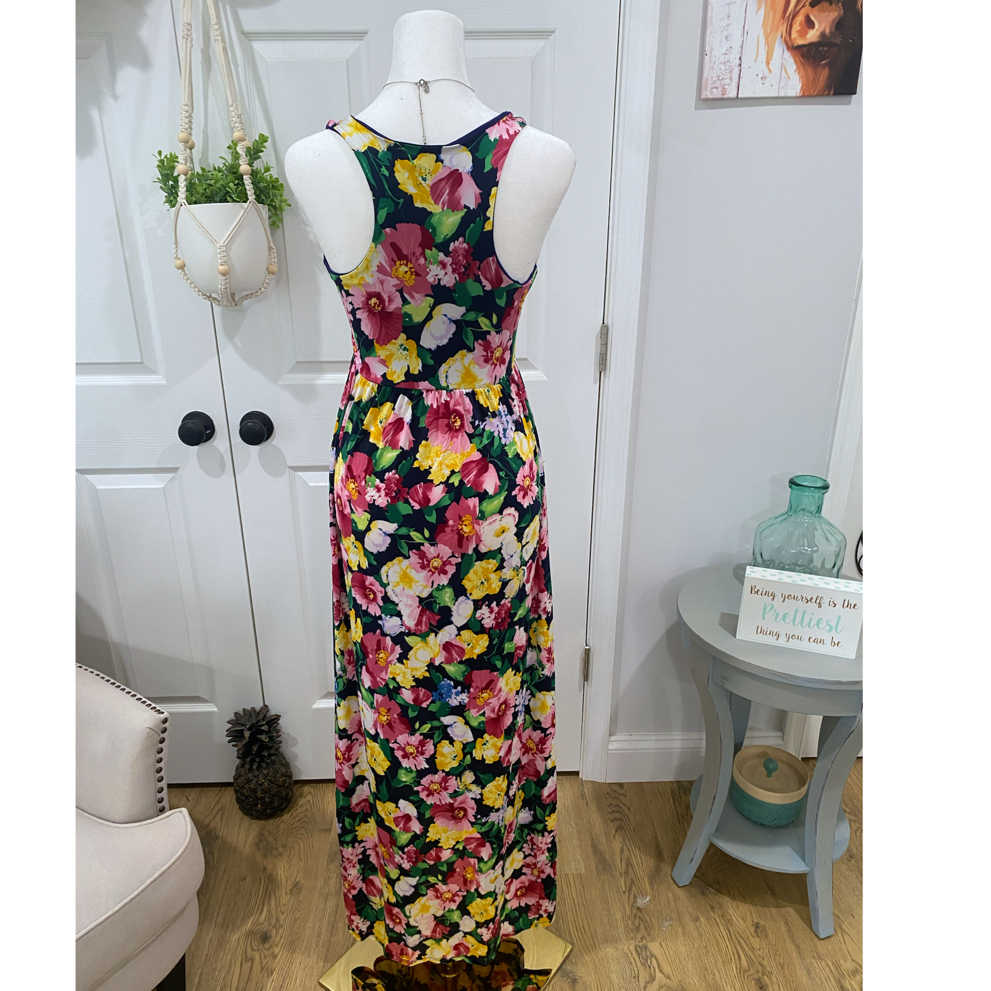 Beeson River Garden Flower Floral Slit Maxi Dress Multi-Color - East Coast Bella LLC