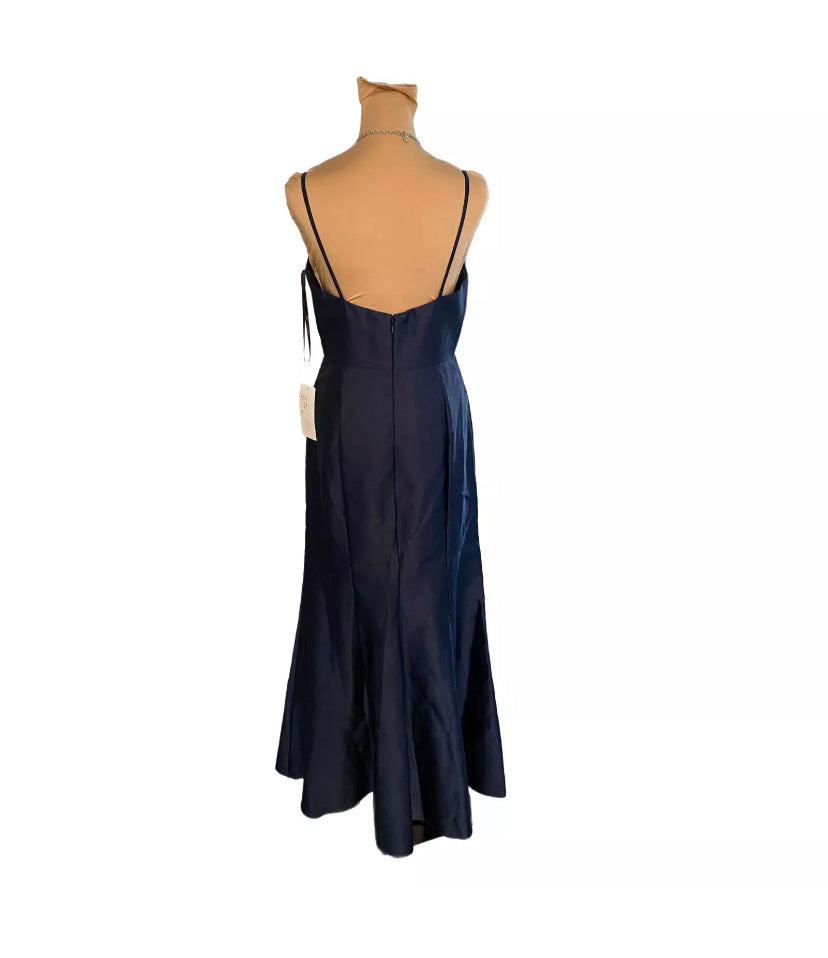 ALFRED SUNG Gown Maxi Length Spaghetti Strap Dress Midnight Navy Size 6 Available - East Coast Bella LLC