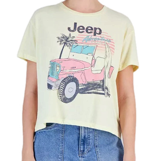 Women’s JEEP Graphic Short Sleeve Yellow Cropped T-Shirt - East Coast Bella LLC