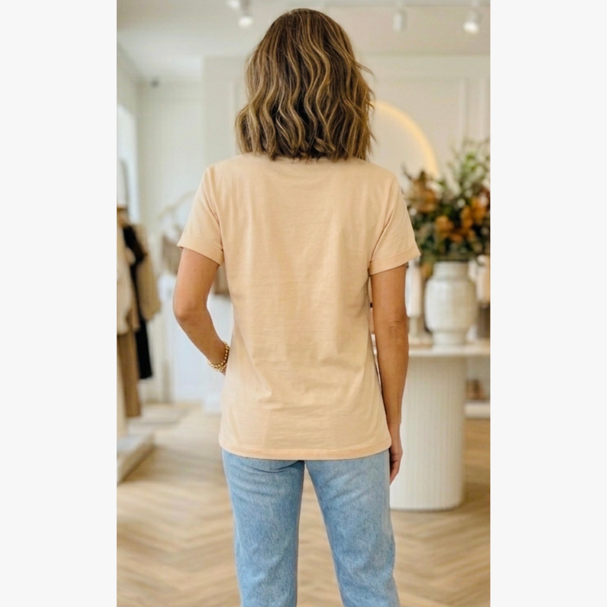 Daisy Rae Everyday Classic Cuff Tee in Tiramisu Beige