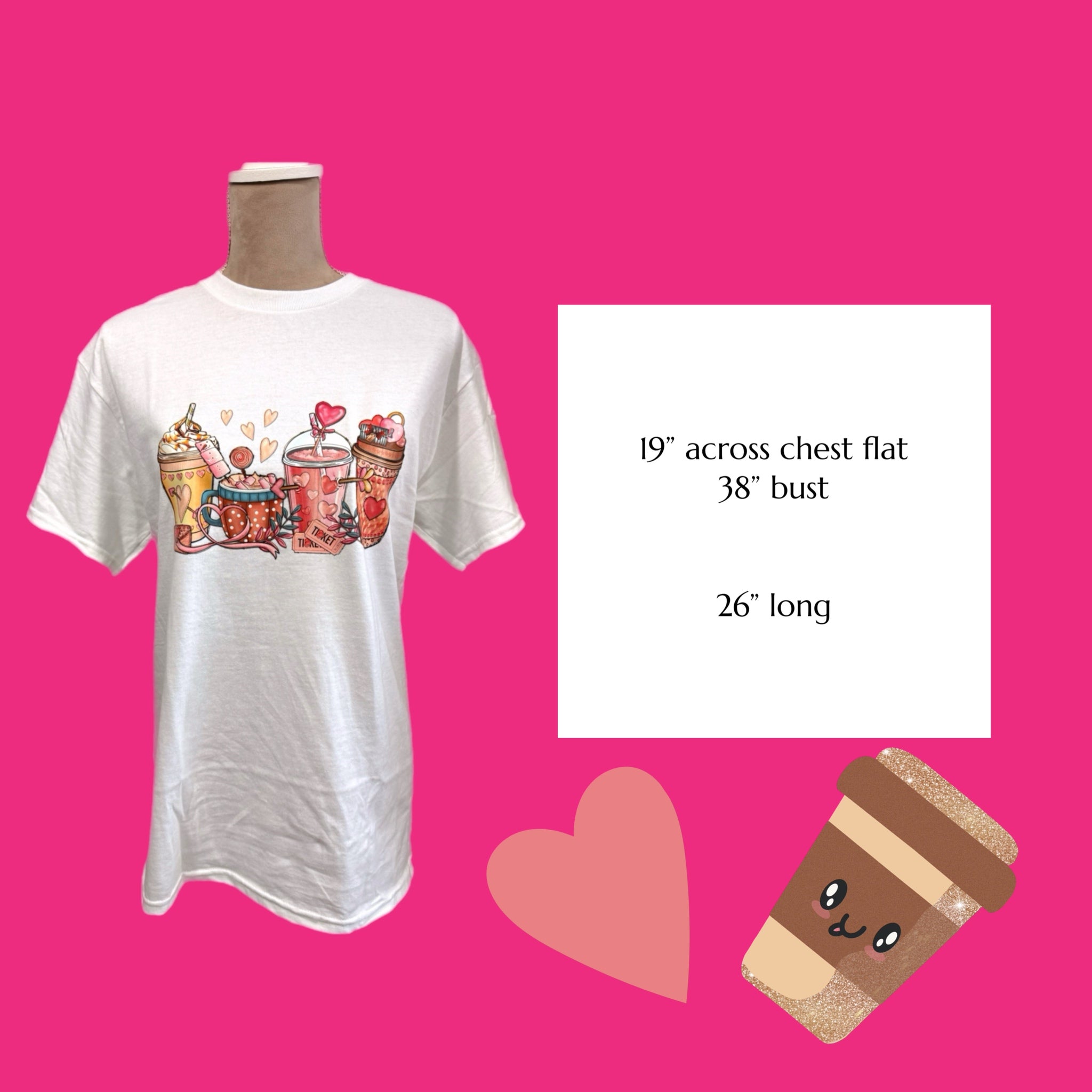 Valentine Coffee Lover T-Shirt Sweet Treats Graphic Top in White