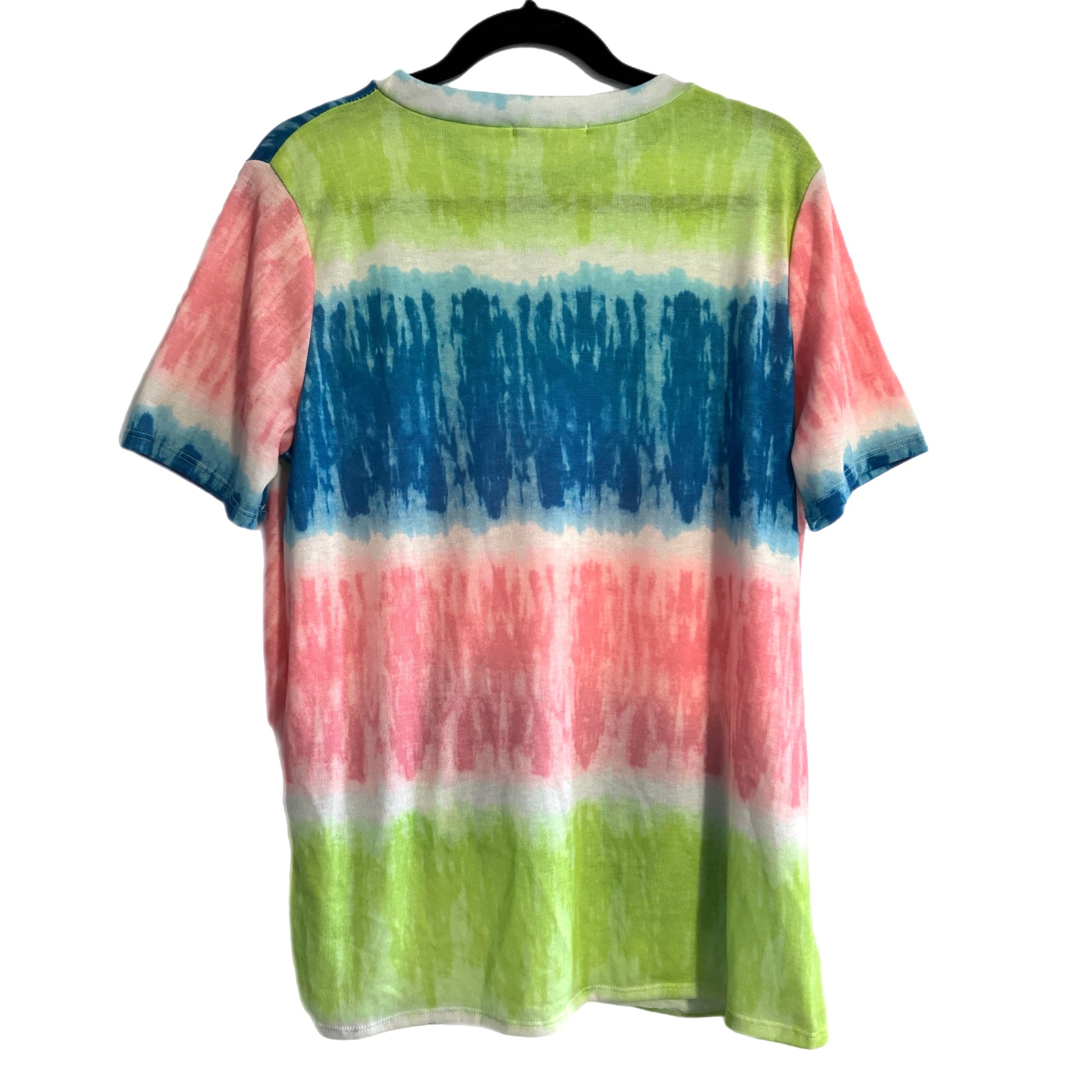 HAPTICS Tie Dye Knit Short Sleeve Top T- Shirt Crew Neck USA Made