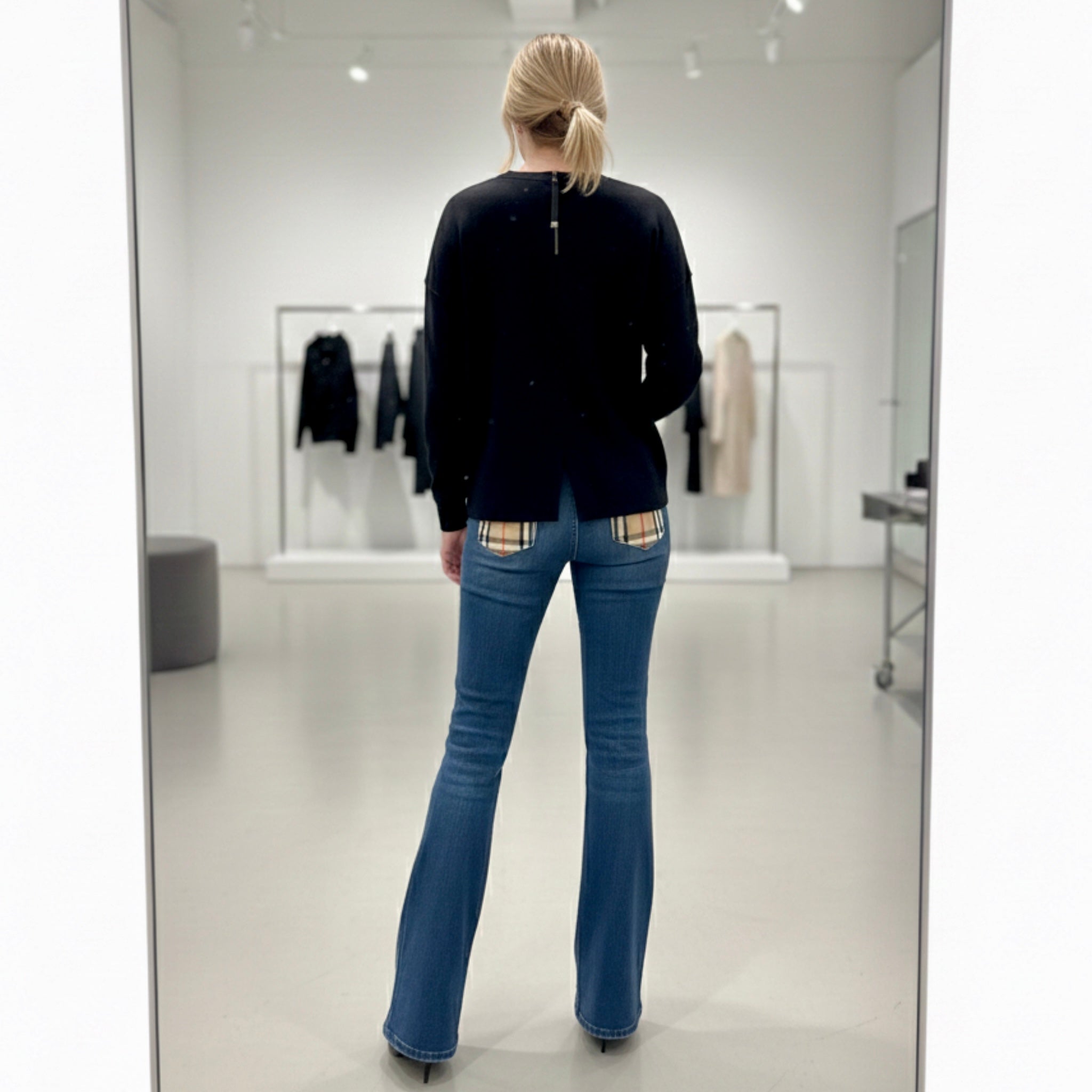 BARBOUR Women’s Modern Heritage Sweatshirt Pullover Black Back Zip