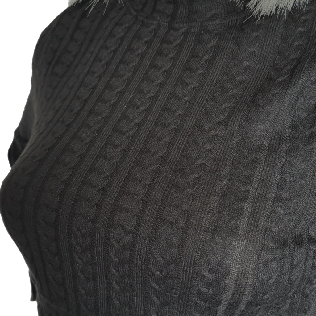 BAND OF THE FREE BOG Raquel Cable Knit Long Sleeve Black Knit Top