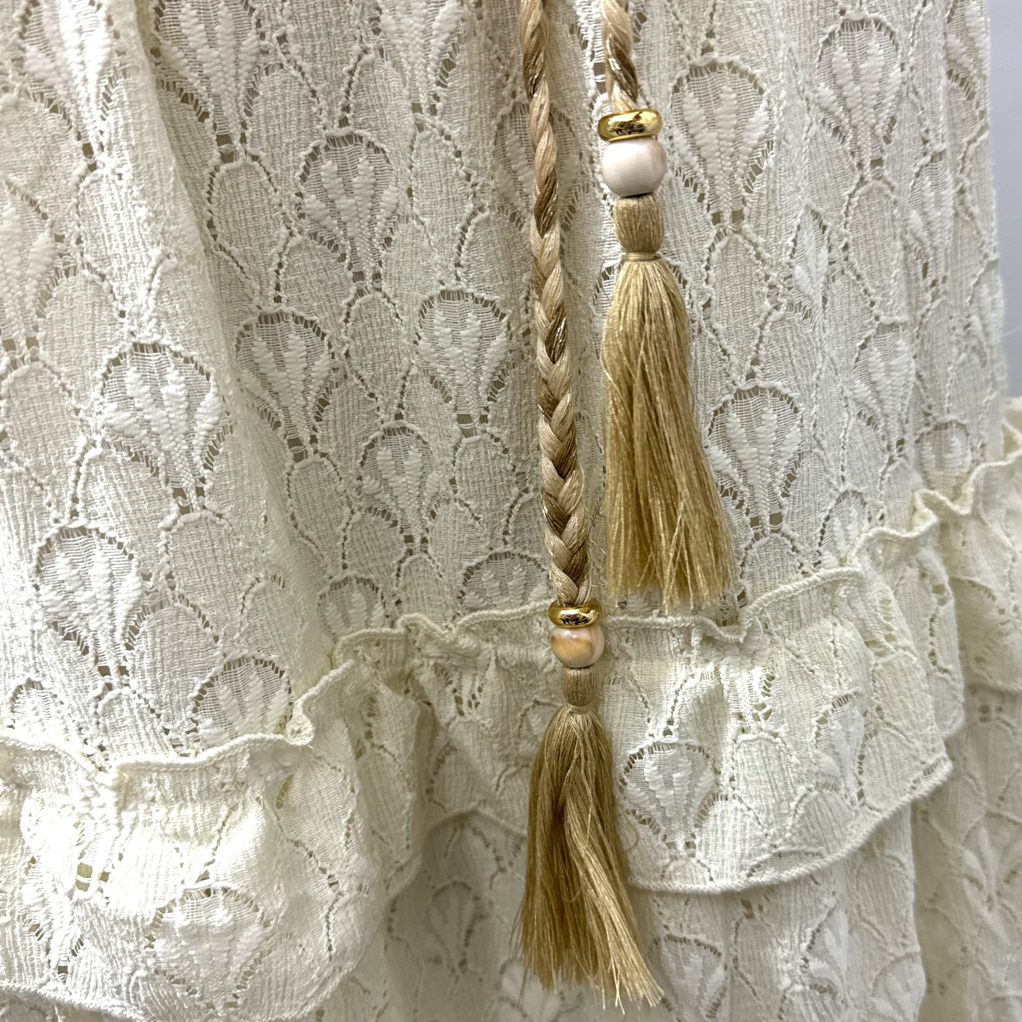 KATE AND LILY Women’s Lace Boho Daydream Midi Dress Sleeveless Cream Ruffle