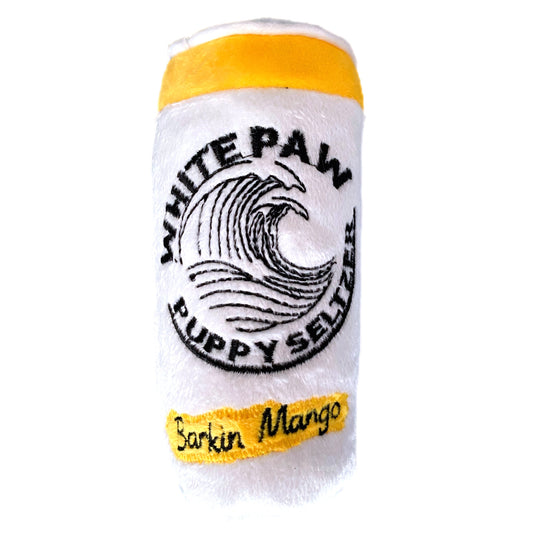 White Paw Dog Toy Plushy in Barking Mango- Embroidered w/Squeak - East Coast Bella LLC