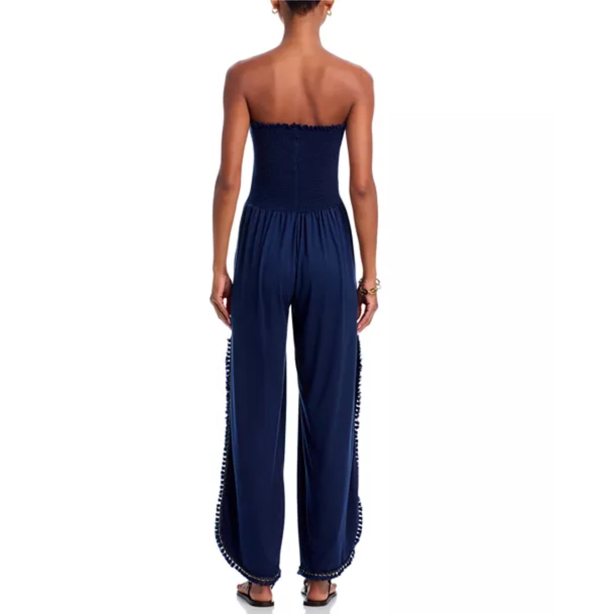 PEIXOTO Harriet Strapless Smocked Jumpsuit Classic Navy Pocketed Romer