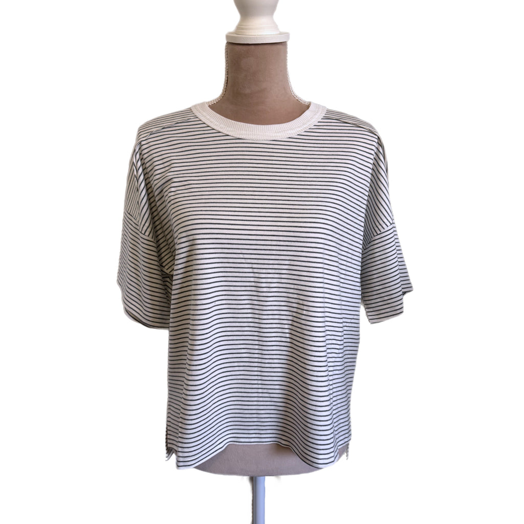 LA MIEL The Coastal Shoreline Boxy Tee in White Summer Stripe