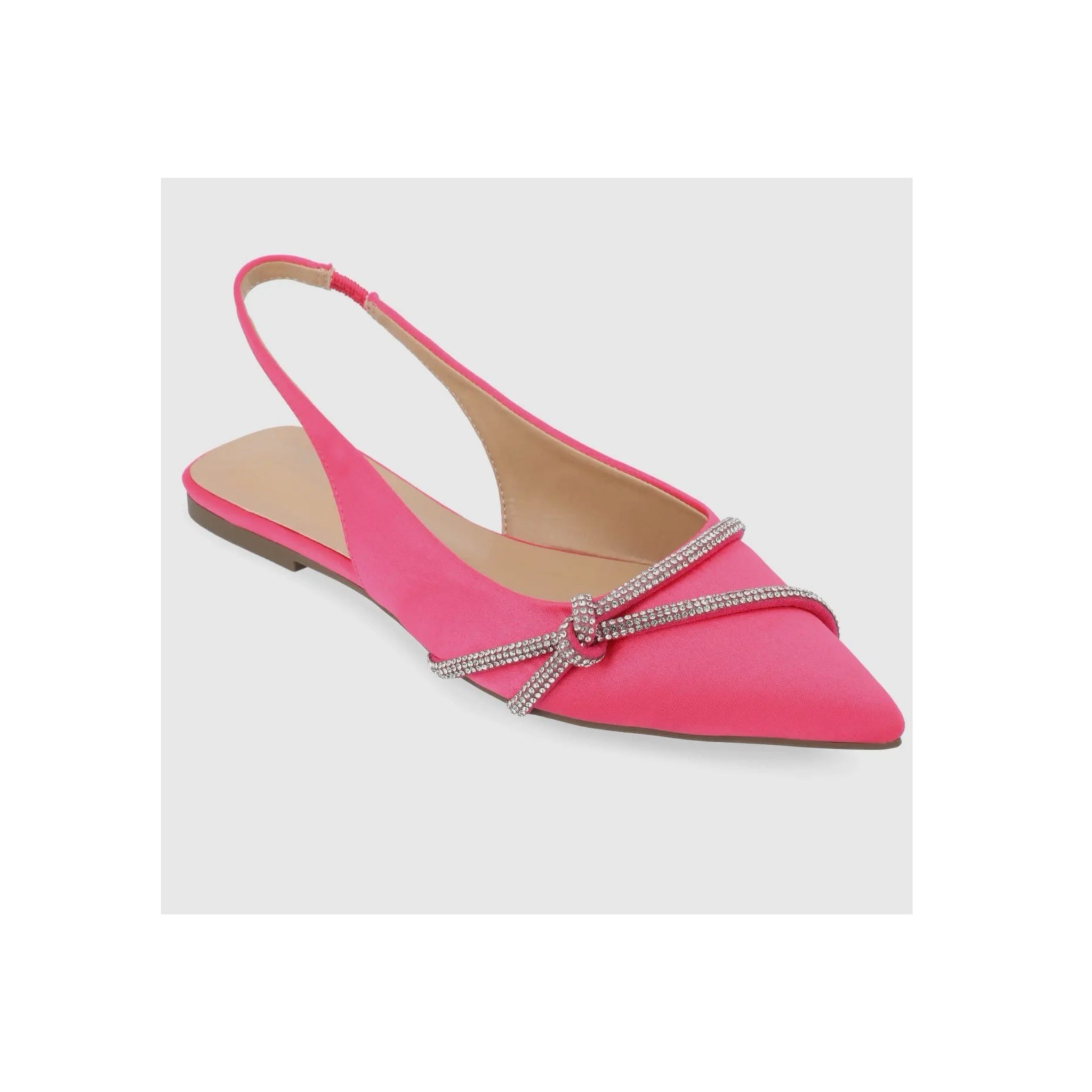 JOURNEE COLLECTION Rebbel Formal Slingback Flats Satin Sparkle in Pink