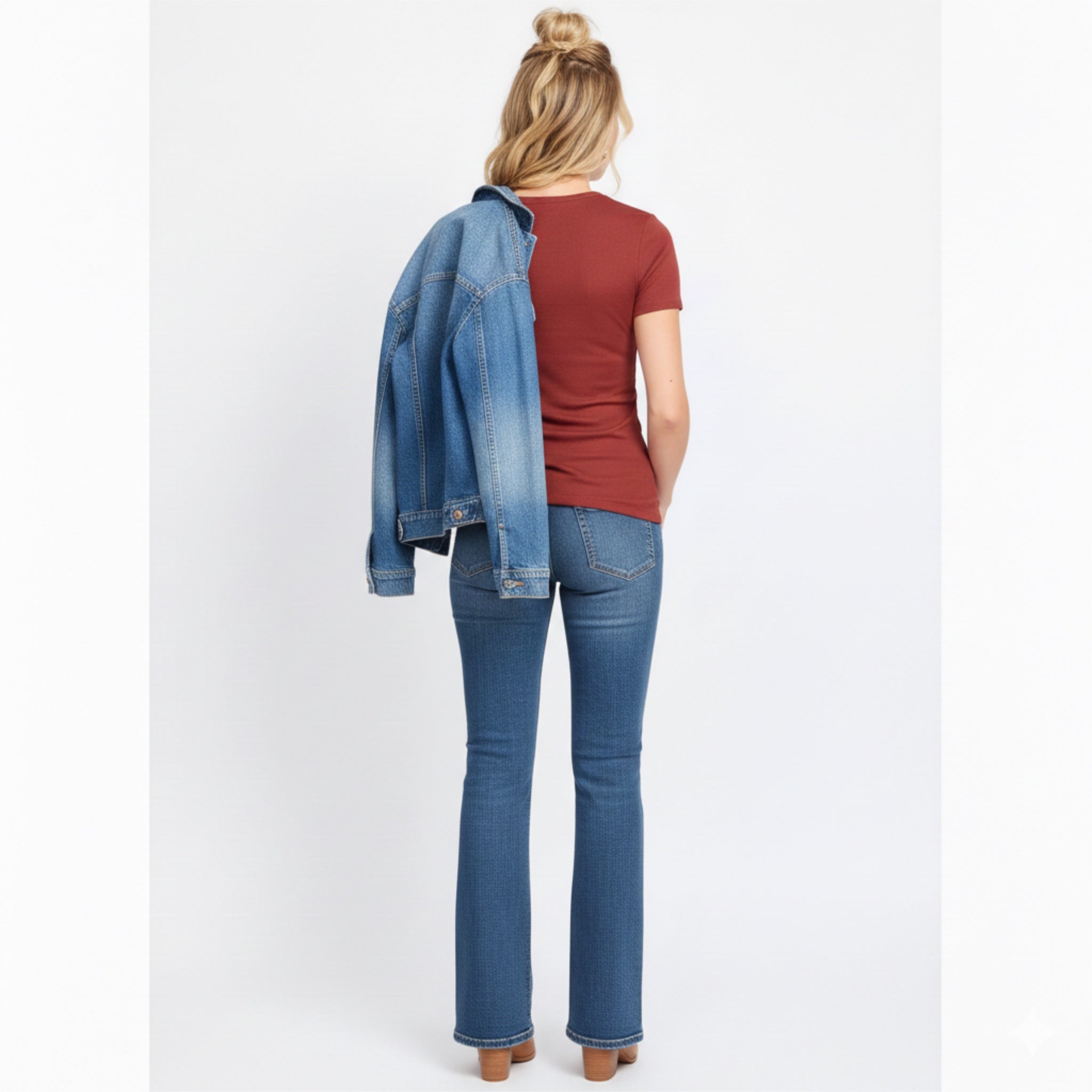 THREADS 4 THOUGHT Cecilia Feather Rib Ruched Tee in Burnt Orange