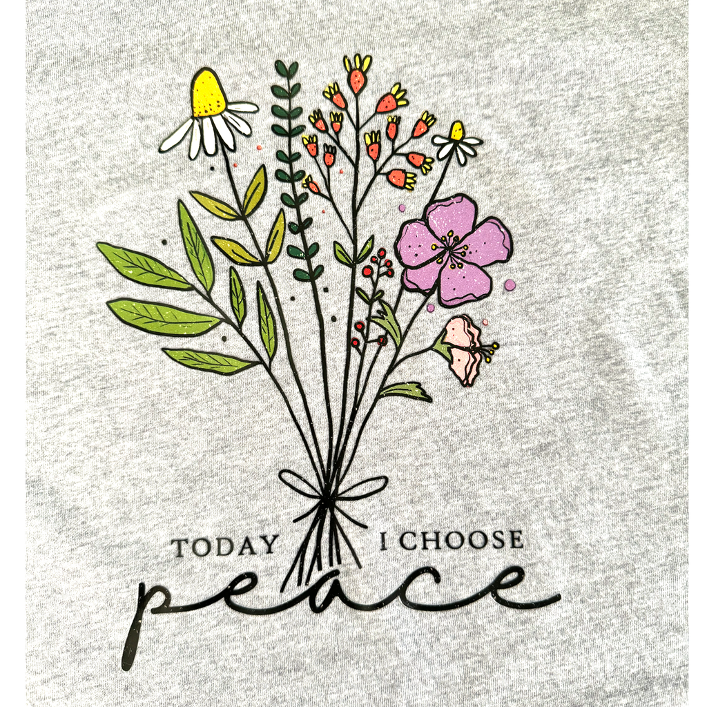 Vintage Inspired TODAY I CHOOSE PEACE Graphic T Shirt Fitted Tee GRAY M/L