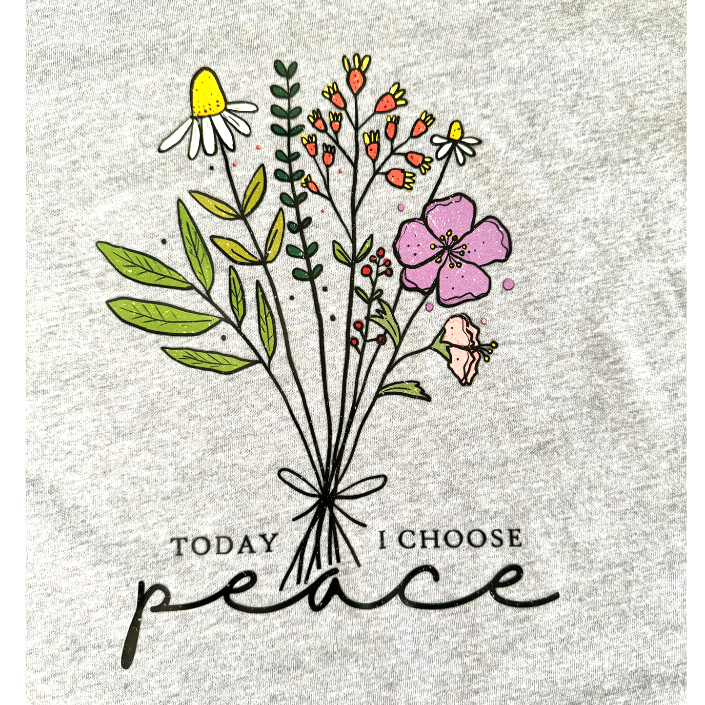 Vintage Inspired TODAY I CHOOSE PEACE Graphic T Shirt Fitted Tee GRAY M/L