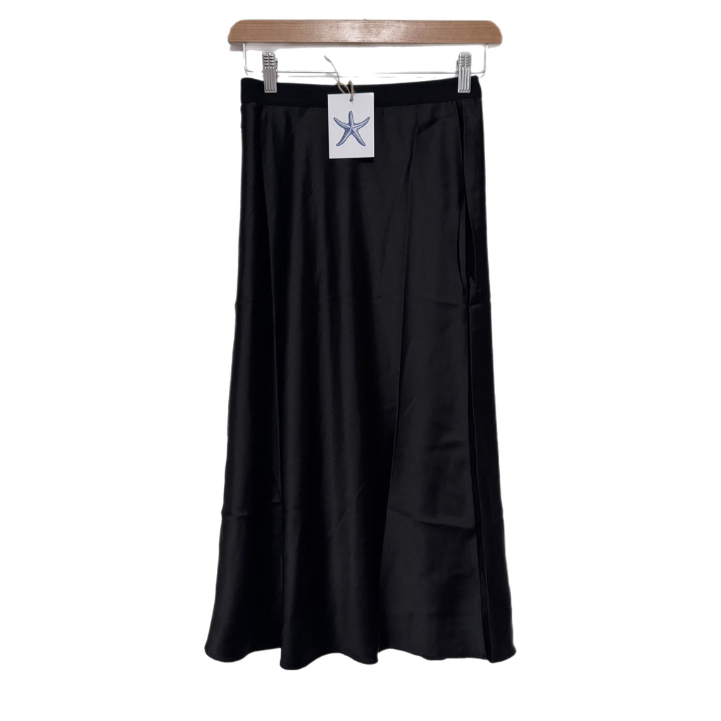 Hashttag in Trend Silky Classic Black Midi Skirt Minimalist Slip Style