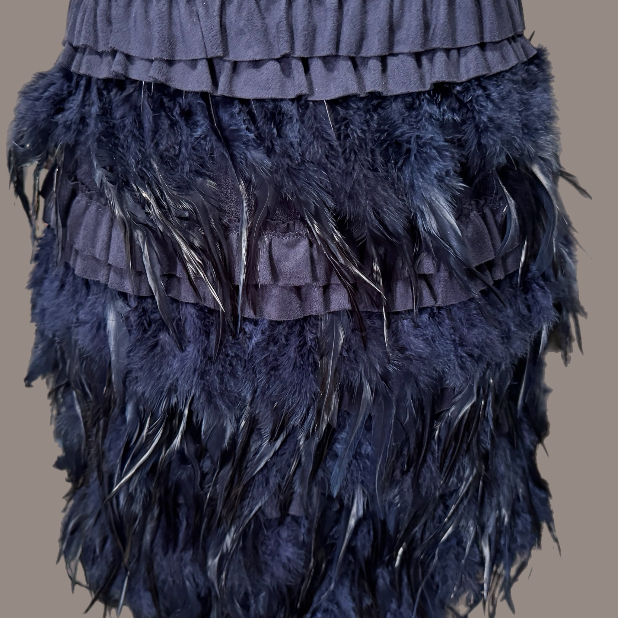 Gianni Bini Navy Lucy Cocktail Dress with Genuine Ostrich Feathers