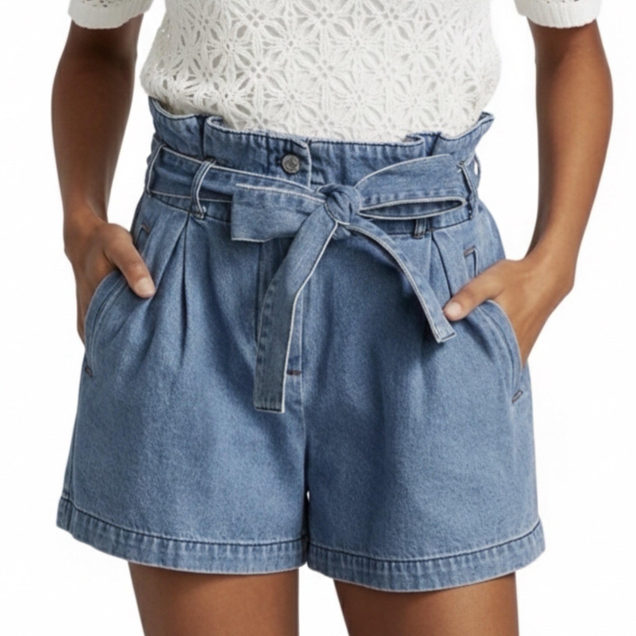 RAILS Belle Paperbag Denim Shorts Sorrento Wash Coastal Chic