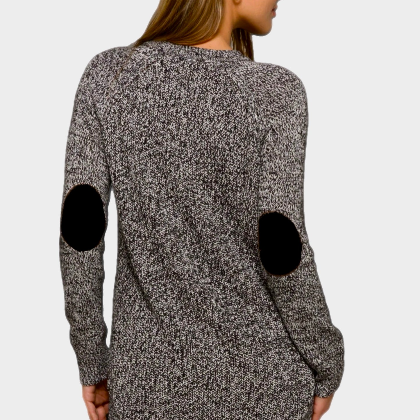 Lety & Me Stitch Fix Ariana Elbow Patch Gray Black Knit Sweater XL only