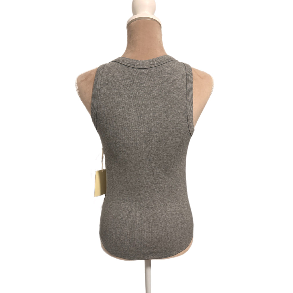 La Miel Basic Ribbed Knit Tank Top - Heather Gray