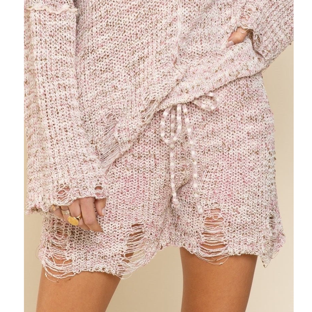 POL East Coast Bella Knit Shorts Beach Bum Pink Multi Lounge
