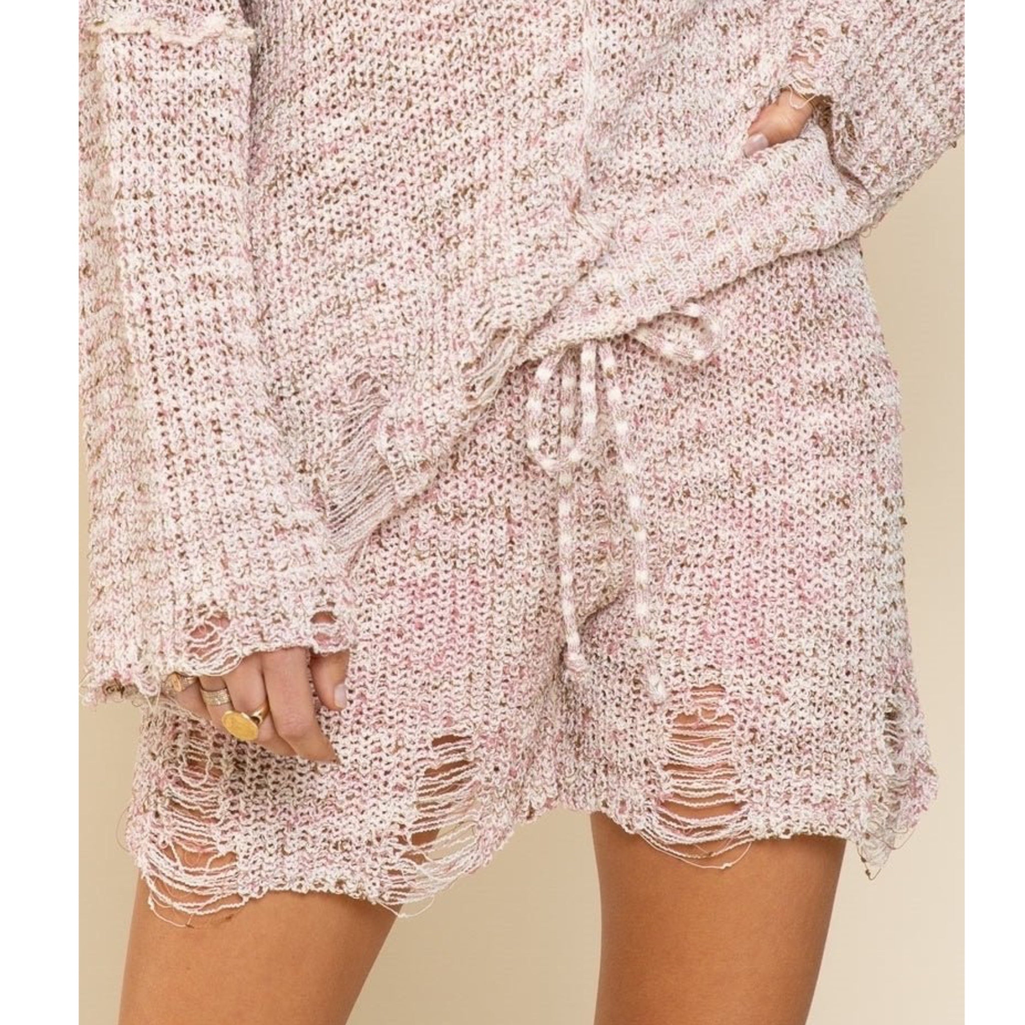 POL East Coast Bella Knit Shorts Beach Bum Pink Multi Lounge