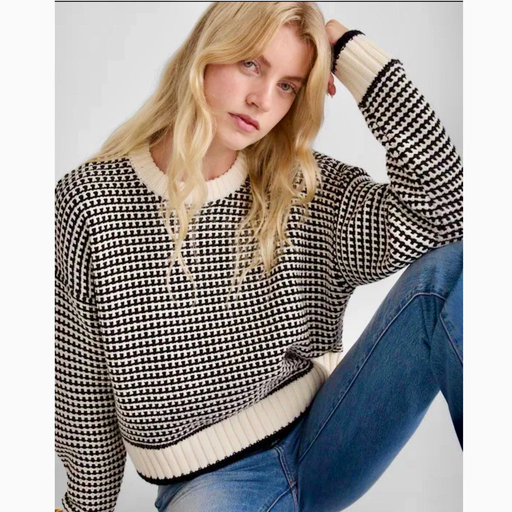 Madewell Textured Stitch Cotton Crewneck Sweater Relaxed Cotton Knit