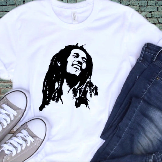 Bob Marley Vintage Inspired 100% Cotton T-Shirt Crew Neck Short Sleeve White Tee Graphic Shirt - East Coast Bella LLC