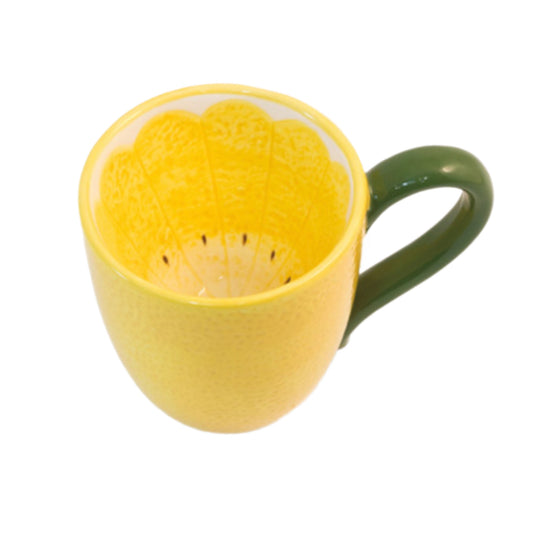 Lemon Drop Ceramic Mug Sunshine Yellow & Green Collectible Cup for Coffee or Tea by Boston International - East Coast Bella LLC