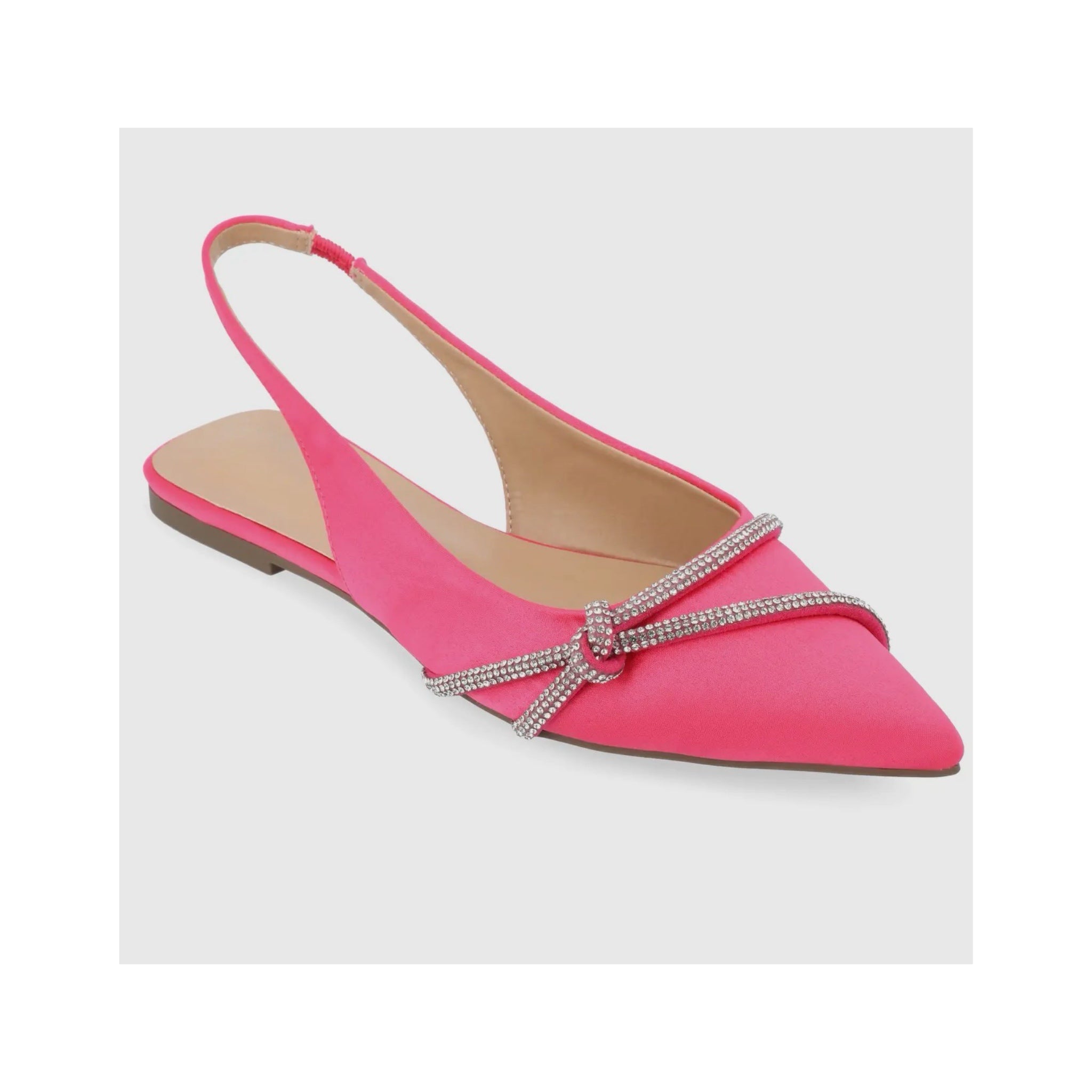 JOURNEE COLLECTION Rebbel Formal Slingback Flats Satin Sparkle in Pink