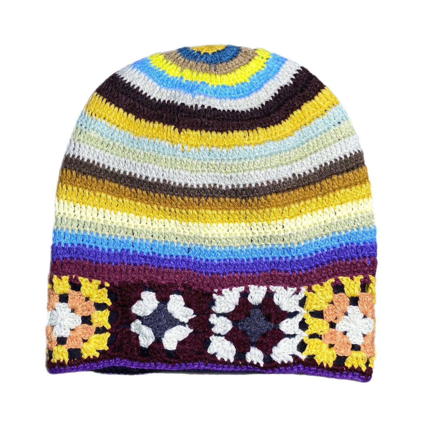 Panache Crochet Beanie Purple, Yellow Blue- Knit Hat - East Coast Bella LLC