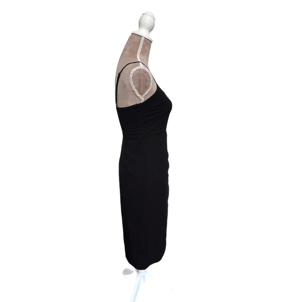LUSH Spaghetti Strap Tulip Hem Midi Dress in Classic Black