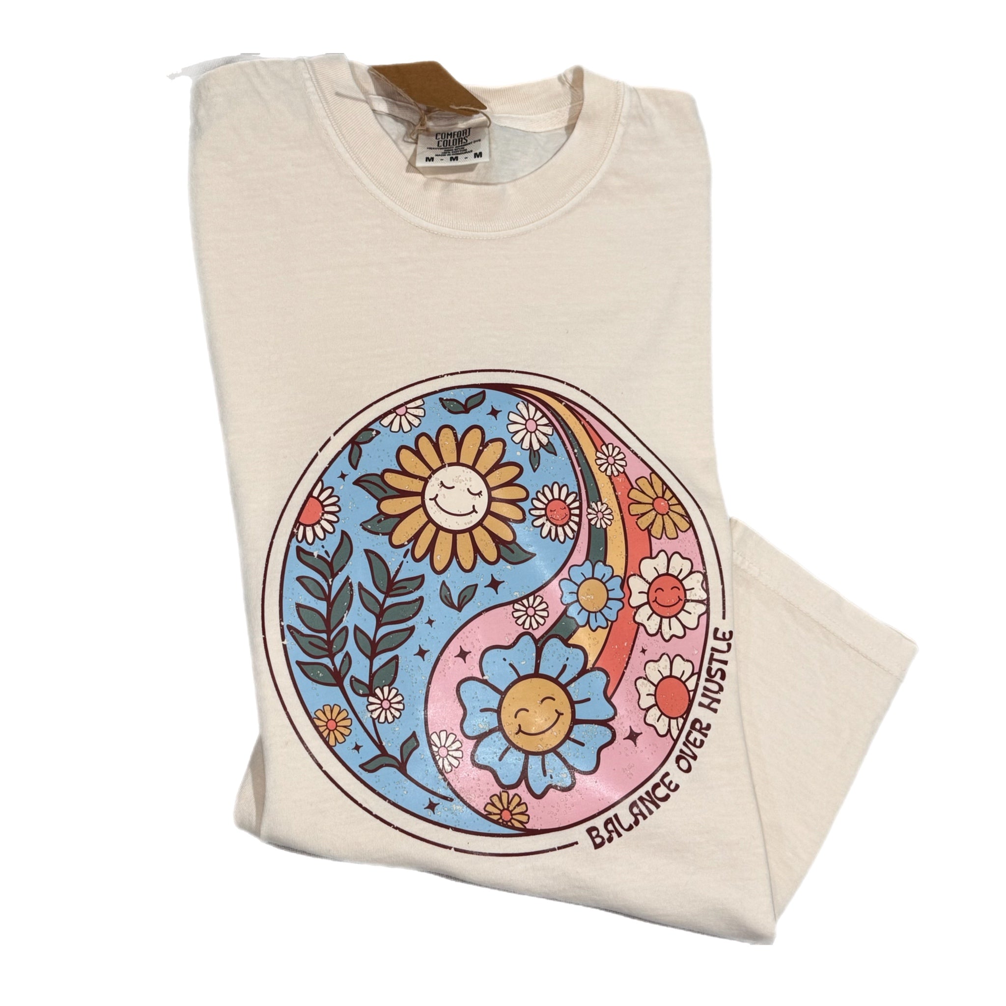 BALANCE OVER HUSTLE Comfort Colors T Shirt Vintage Style Graphic 70s/90s Inspo