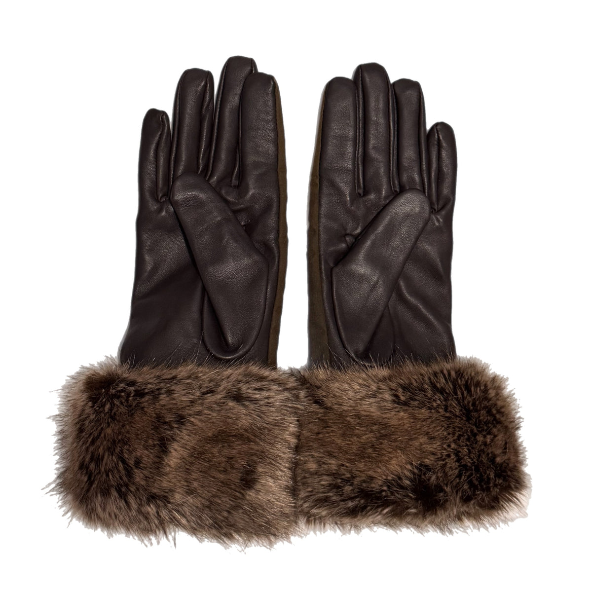 Barbour Ambush Wax Leather Gloves Brown Faux Fur Cuff
