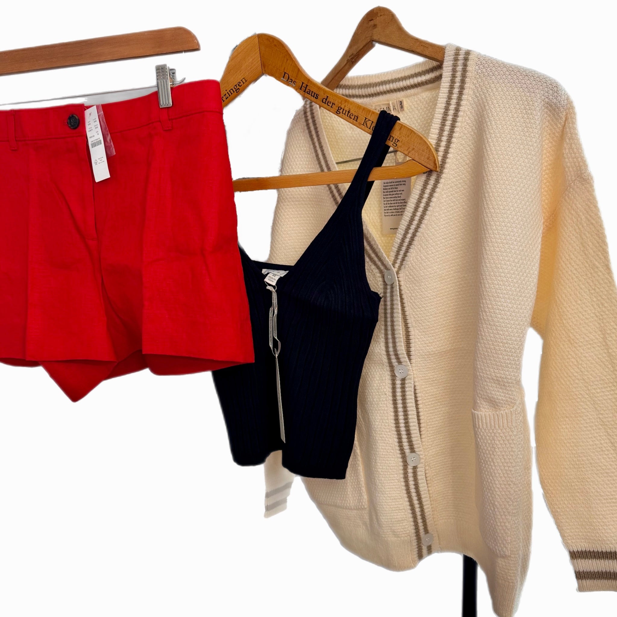 The "Hamptons" Capsule Set: J.Crew Linen Shorts, Grace + Emma Cardigan, Tank 3 Pc